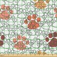thumbnail image 2 of Ambesonne Retro Fabric by the Yard Upholstery, Sketchy Pet Paws Print Art, 3 Yards, Burnt Sienna and Coral, 2 of 5