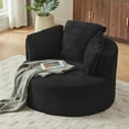 thumbnail image 6 of FFH Round Accent Chair, 48.8" Oversized Living Room Chair, Corduroy Chaise Lounge Chair Indoor, Barrel Chairs for Adults, Black, 6 of 7
