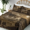 thumbnail image 3 of Ambesonne Brown Fitted & Top Sheet Set with Shams, Medieval House, Brown, 3 of 5