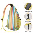 thumbnail image 5 of Geometric Rainbow Gradient Sling Bag Watercolor Abstract Design Chest Bag Versatile Wear Travel-Ready Backpack for Hiking, Climbing, Daily Commuting, 5 of 5