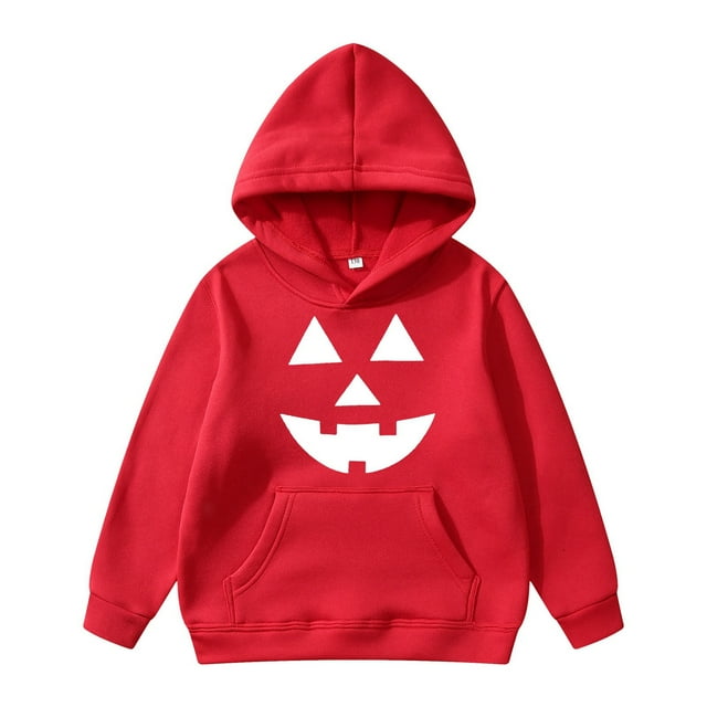 Aocisk Chandail à Capuche d'Halloween pour Garçons, Doux et Confortable, Tenue Décontractée Automne Hiver pour Enfants Rouge 3-4 Ans