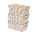 thumbnail image 3 of simhoa 3x Bacs de Rangement avec Couvercles en Bambou Panier de Rangement pour Table Armoire de Cuisine Blanc, 3 of 8