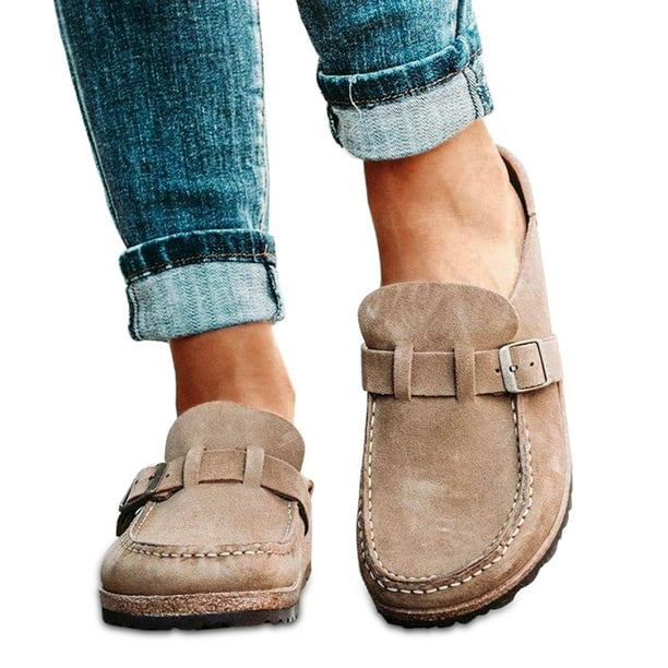 clog suede leather slip on