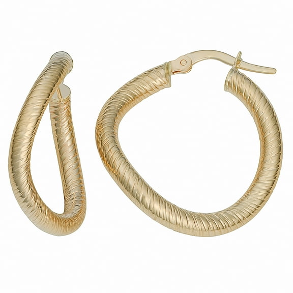 KoolJewelry 14k Yellow Gold 3x20mm Textured Twist Hoop Earrings