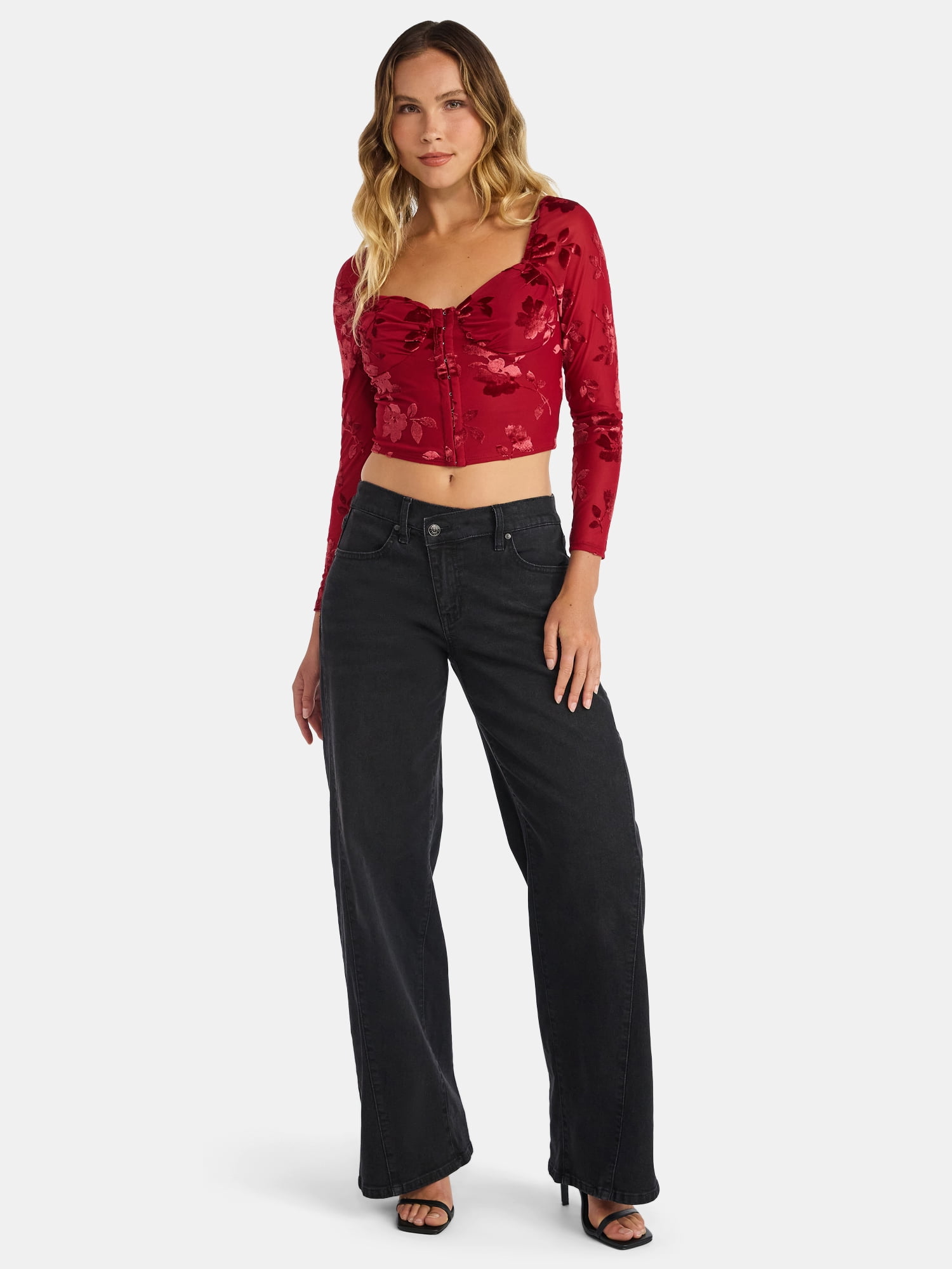 Madden NYC Women's Corset Top with Long Sleeves, Sizes XXS-XXL