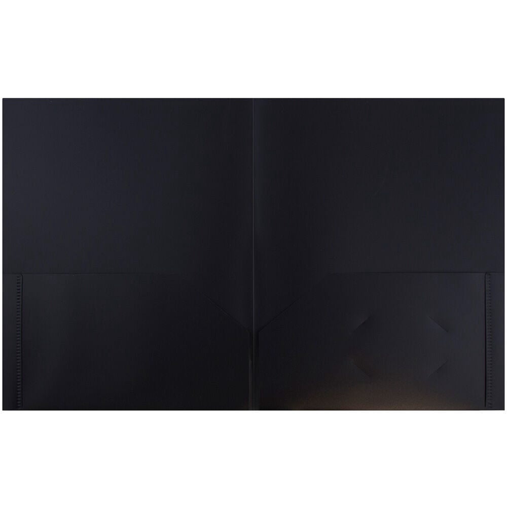 JAM Paper Plastic 2 Pocket POP Folders, School Folders, Black, Bulk 48/Pack