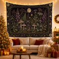 thumbnail image 3 of Floral Garden Nocturnal with Botanical Ornate Border, Nostalgic Vintage for Botanical Art Lovers, Wall Decor, Valentine'S Day Gift, Tapestry Wall Hanging for Dorm and Living Room, 3 of 7