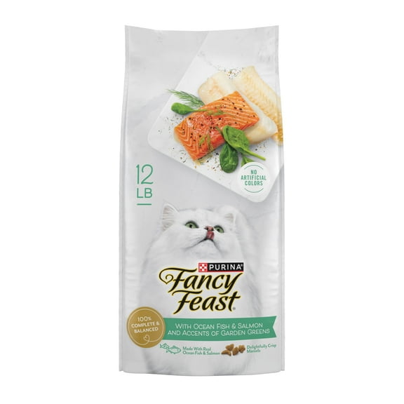 Purina Fancy Feast Dry Cat Food with Ocean Fish and Salmon, 12 lb Bag