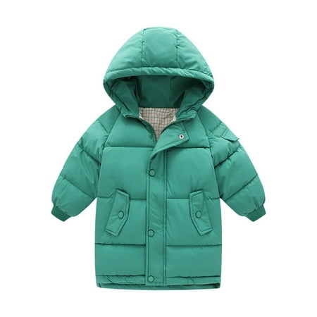 

Toddler Kids Little Girls Winter Solid Coats Windproof Outerwear Mediun Length Warm Jackets Down Coat Cotton Hooded Wadding Outwear
