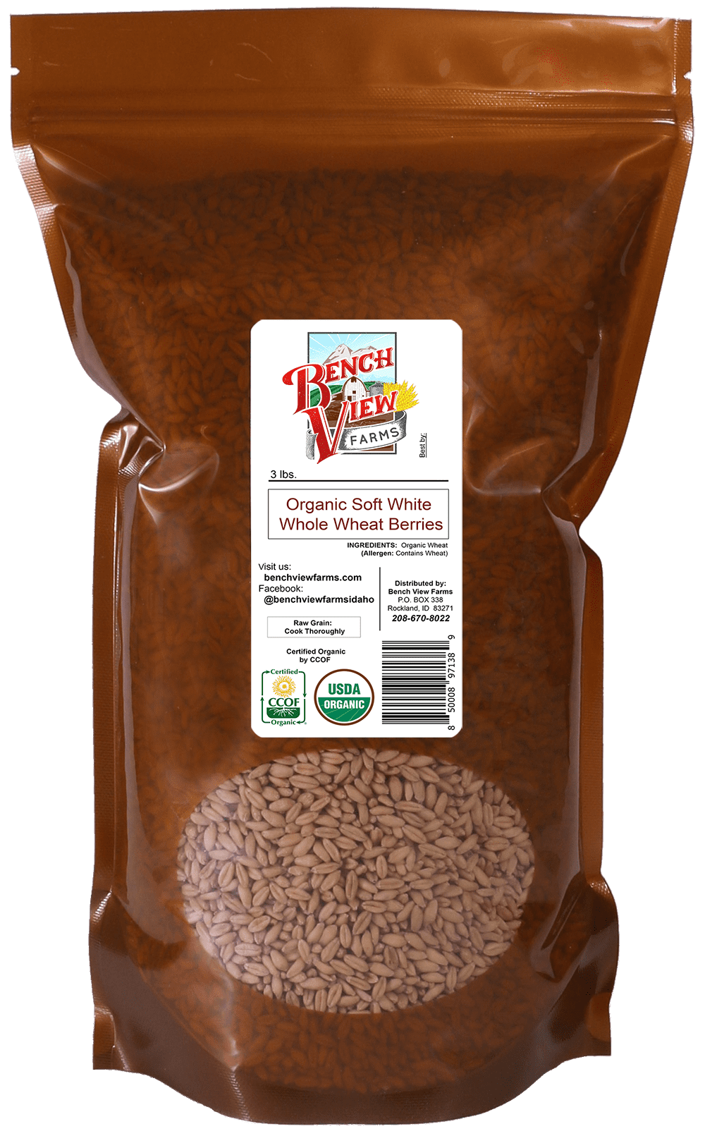 Organic Soft White Wheat Berries 3lbs