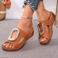thumbnail image 6 of Dakaela Orthopedic Wedge Sandals for Women 2026 Open Toe Wide Width Comfortable Platform Summer Beach Vacation Slides Shoes Size 6-10 Brown, 6 of 9