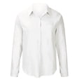 thumbnail image 5 of Collared Shirts for Women Button Down Long Sleeve V Neck Solid Linen Loose Office Blouses Casual Work T Shirts Tops, 5 of 7