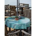 thumbnail image 2 of Outdoor Table Cloth with Umbrella Hole and Zipper, Teal Marble Waterproof Round Tablecloth 60 Inch, Modern Abstract Art Luxury Yellow Washable Table Cover for Outside Party Patio Picnic, 2 of 8