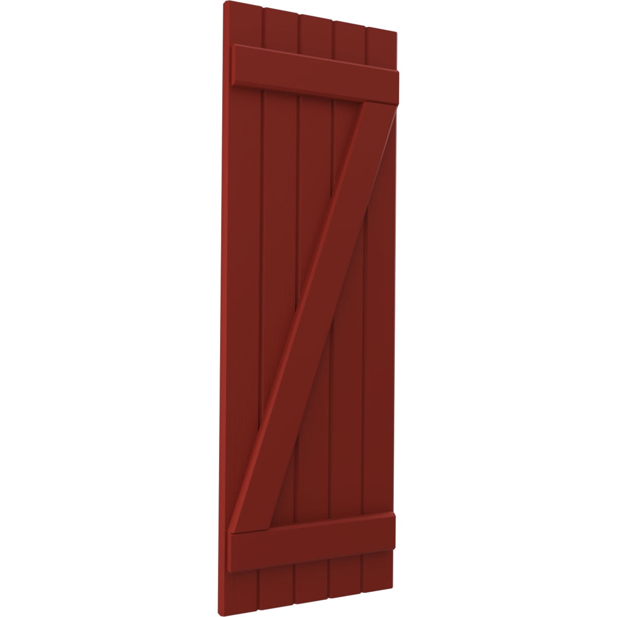Ekena Millwork 17 1/2"W x 72"H Americraft Five Board (2 Batten) Exterior Real Wood Joined Board-n-Batten Shutters w/ Z-Bar (Per Pair), Pepper Red