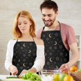 thumbnail image 5 of Black Gold Sun Moon Star Planet Pattern Apron-Garden Aprons for Women with Pockets-Cotton Linen Waterproof Kitchen Cooking Gardening Aprons Adjustable for Kitchen,Cooking,BBQ and Salon 33x27 Inch, 5 of 7