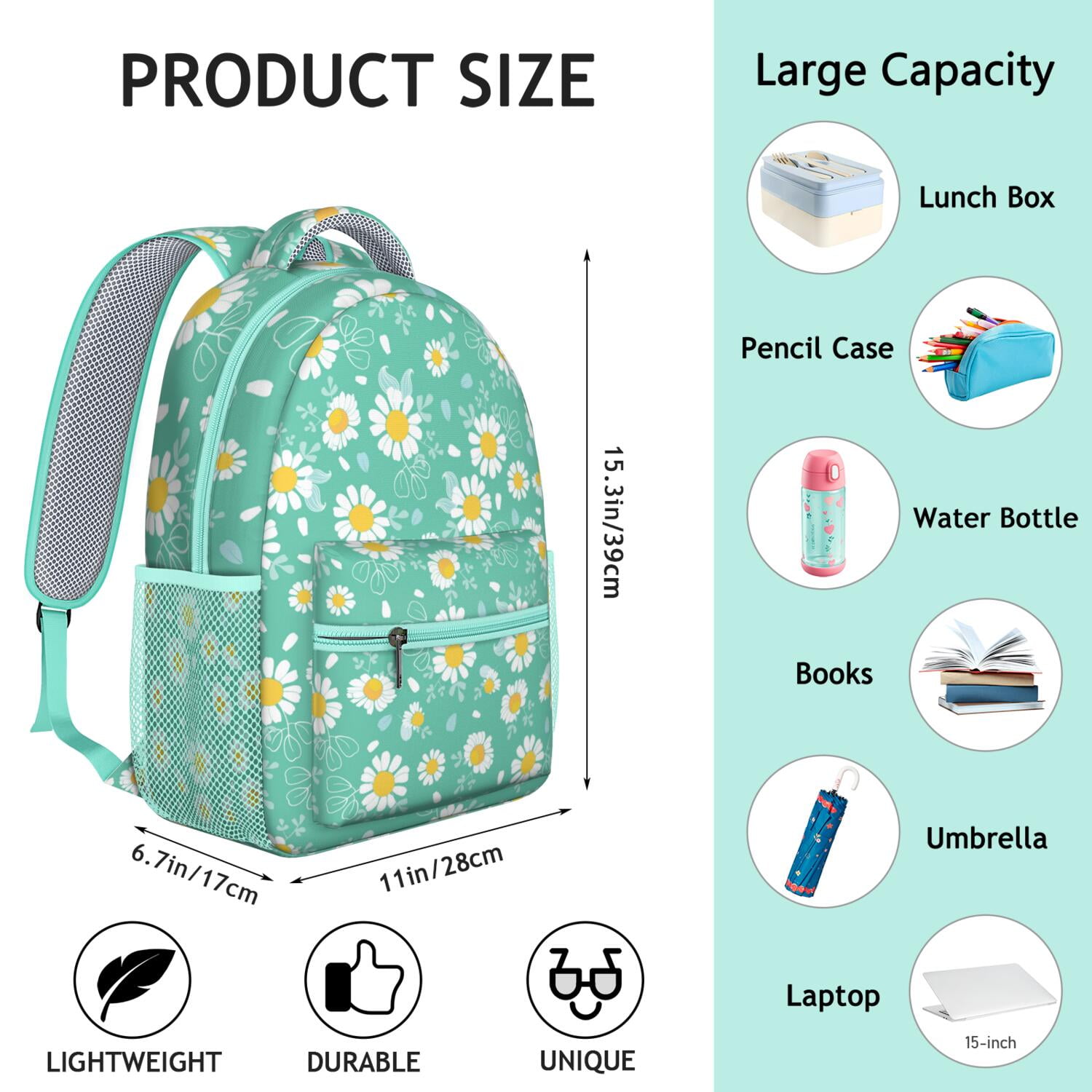 Spring Floral Daisy Backpack - Vintage Boho Design & Breathable for All-Day Comfort