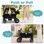 Infans Wagon Stroller for 2 Kids Push Pull Double Stroller with Adjustable Handle