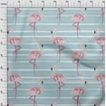 thumbnail image 4 of oneOone Velvet Light Blue Fabric Tropical Flamingo With Stripes Diy Clothing Quilting Fabric Print Fabric By Yard 58 Inch Wide, 4 of 4