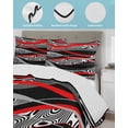 thumbnail image 4 of Quilts Twin XL Size, Red Black Stripes Soft Comforter Bedding Set for Bed, Modern Gradient Abstract Lines Art Lightweight Quilted Bedspread with Pillow Cover(2 Pieces) for All Season, 68x98 Inch, 4 of 6