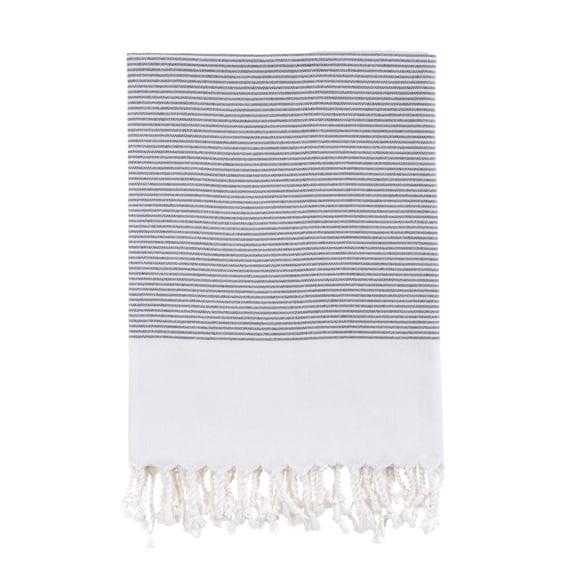 Bello Handwoven Turkish Beach Towel, Black Millefeuille, Quick Dry Highly Absorbent Sand-Free Versatile for Beach, Spa, Home, Peshtemal Towel (39 x 66.9 Inches)