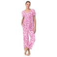 thumbnail image 6 of Aria Women’s Knit Flutter Sleeve Scoop Neck Henley Top and Cropped Pant Sleepwear Pajama Set, Sizes up to 5X, 6 of 6