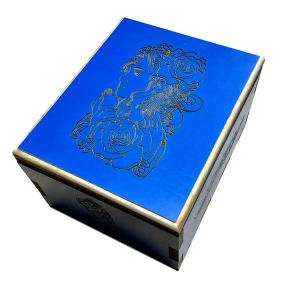 Creative Crafthouse Blue Belle Box, Mindful Wood Lock Puzzle, USA Made Desk Art
