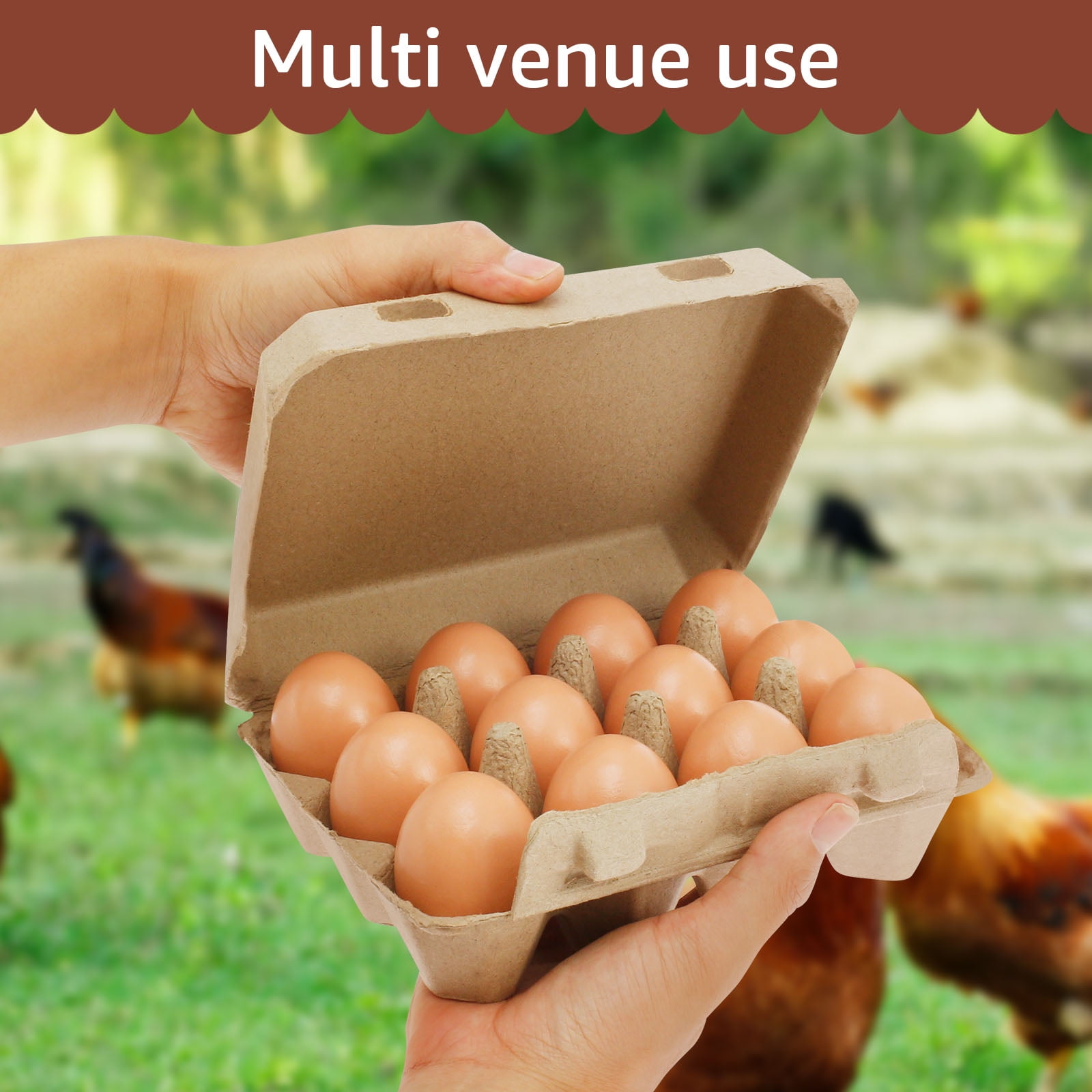 1 Dozen Egg Cartons 20 Pack, Blank Natural Pulp Empty Trays, 12 Count Bulk Holder with Double Buckle for Fresh Duck and Chicken Eggs