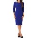 thumbnail image 2 of Vestido Notch V Neck Inspire Chic para Mujeres, Manga 3/4, Vestido Midi de Trabajo Oficina Negocios L Azul Real, 2 of 6