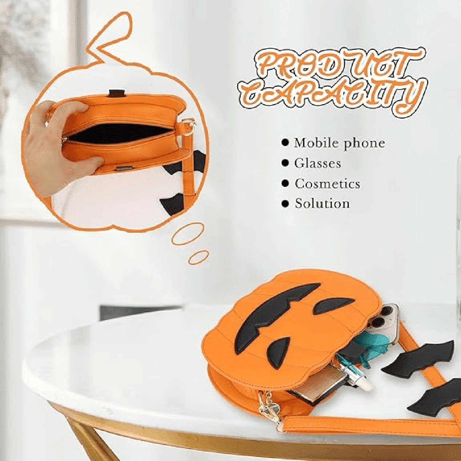 Halloween Pumpkin Crossbody Bag PU Leather Shoulder Purse for Women