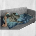 thumbnail image 6 of Animal Soft Flannel Fleece Throw Blanket, Giant Swimming in Ocean Water Humor Tropical Graphic, Cozy Plush for Indoor and Outdoor Use, 70" x 90", Slate Blue Turquoise, by Ambesonne, 6 of 6