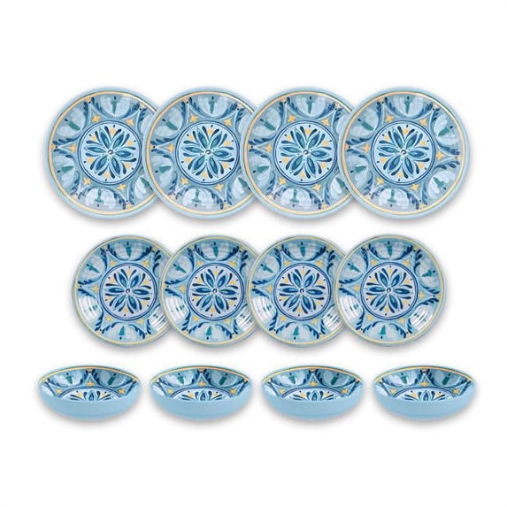 Tarhong PAN1085MDSBM Contessa Medallion Dinnerware Set, 12 Piece