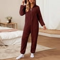 thumbnail image 1 of Timegard Combinaisons Grande Taille pour Femmes Automne Hiver en Molleton Doux à Capuche avec Fermeture Éclair, Pyjama Chaud, 1 of 6