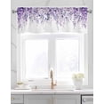thumbnail image 2 of Purple Eucalyptus Linen Curtain Valance for Bedroom/Bathroom/Kitchen/Office/Living/Dining Room Windows,Romantic Elegant Flower Leaves Herbs Pocket Topper Drapes Decorative Cafe Drapery Panel 42x18, 2 of 6