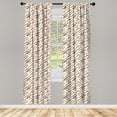 thumbnail image 3 of Ambesonne Striped Curtains, Diagonal Simple Lines, Pair of 28"x63", Dark Blue Coral Yellow, 3 of 5