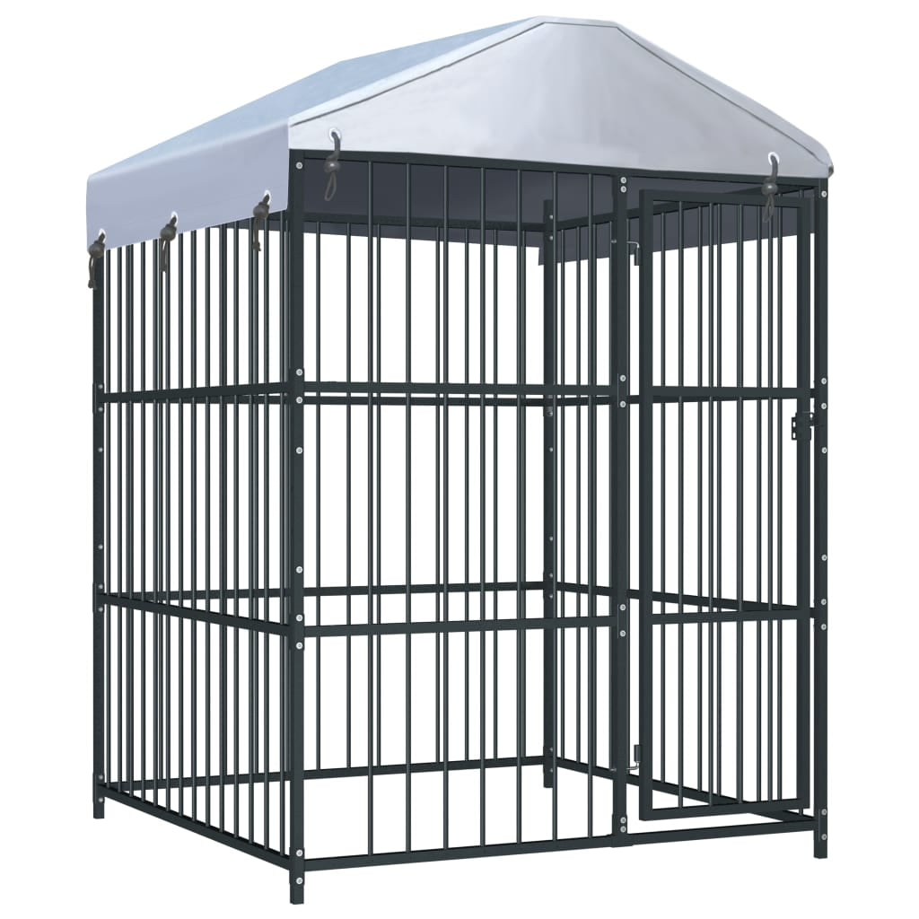 outdoor dog kennel with roof