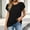 Black, variant on Solid Spring Tops Short Sleeve Flutter Crew Neck Casual Classic T-Shirt Wedding Relaxed Fit Front Twist Knot Ladies Tops And Blouses
