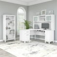 thumbnail image 2 of Pemberly Row Engineered Wood 60W L Shaped Desk with Hutch and Bookcase in White, 2 of 7