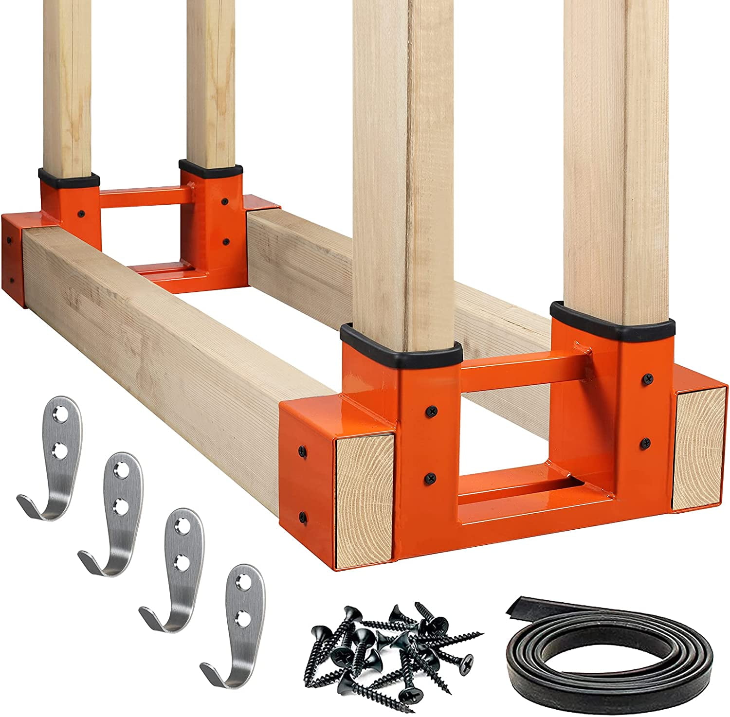 Outdoor Firewood Racks 2 Pack Log Storage Rack Bracket Kit, Rust Free