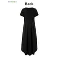 thumbnail image 5 of BadPiggies Short Sleeve Loose Maxi Dress with Pockets, Plain Casual Ankle Length Long Dress V Neck Summer T-Shirt Dress (S, Black), 5 of 8