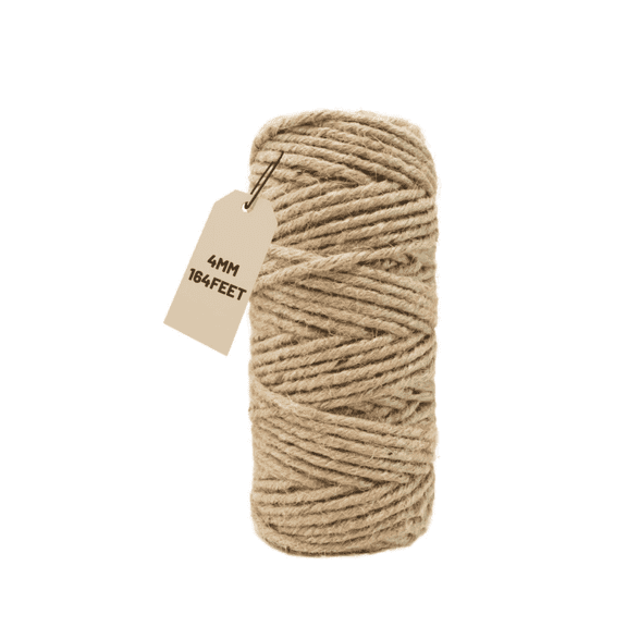 SDHUATUO Jute Twine Rope 4mm x 164ft, Natural Hemp String for Gardening, Crafting, Cat Scratching Post, Diy Crafts, Bundling, Home Decor