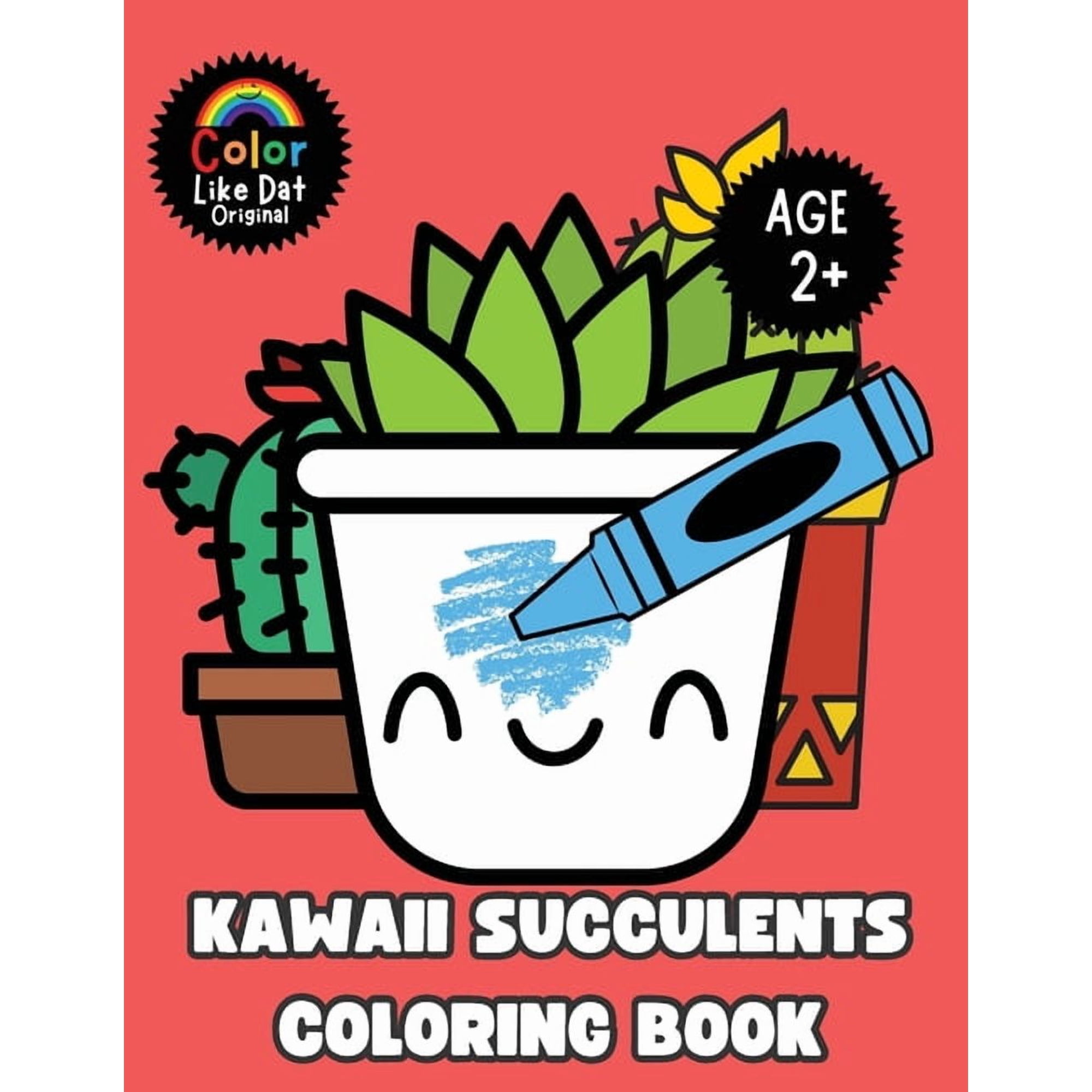 Kawaii Succulents Coloring Book: Large-Print Cute Funny Easy Cactus Succulents Simple Plant Illustrations For Cact (Paperback)