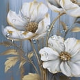thumbnail image 5 of Pratyus White Flowers Blue Background Gold Accents Shower Curtain Waterproof Bath Curtain Set with Hooks 69"x72, 5 of 7