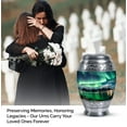 thumbnail image 4 of Aurora's Luminous Cascade Above Arctic Village - Compact Decorative Urn for Adult Female Ashes - Keepsake Memorial - Elegant Tribute - Urns For Human Ashes Adult - 3 Inch, Set Of 2, 4 of 5