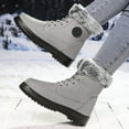 thumbnail image 4 of Dakaela Boots for Women 2025 Lace up Winter Snow Ankle Booties Fleece Lined Hiking Combat Work Boots, 4 of 7