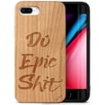 thumbnail image 1 of Case Yard Wooden Case Outside Soft TPU Silicone, Slim Fit Shockproof Wood Protective Phone Cover for Girls Boys Men and Women, Supports Wireless Charging Do Epic Shit Design case for iPhone-8-Plus, 1 of 7