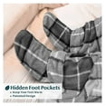 thumbnail image 2 of Fleece Blanket with Sleeves, Foot Pockets for Women Men Adults, Plush Wearable Blanket Throw Wrap, Warm Blanket Robe, Cozy Gift Ideas Wife Mom, Plaid Dark Gray, 2 of 7