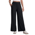 thumbnail image 3 of Women'S High Waist Comfortable Casual Sports Jogging Wide Leg Loose Pocket Pants Black XL, 3 of 7