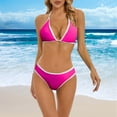 thumbnail image 2 of Prolriy Bikini Sets for Women, Women's Fashion Color Block Bikini Swimsuit Set with Padded Pads Womens Swimsuits Hot Pink L, 2 of 4