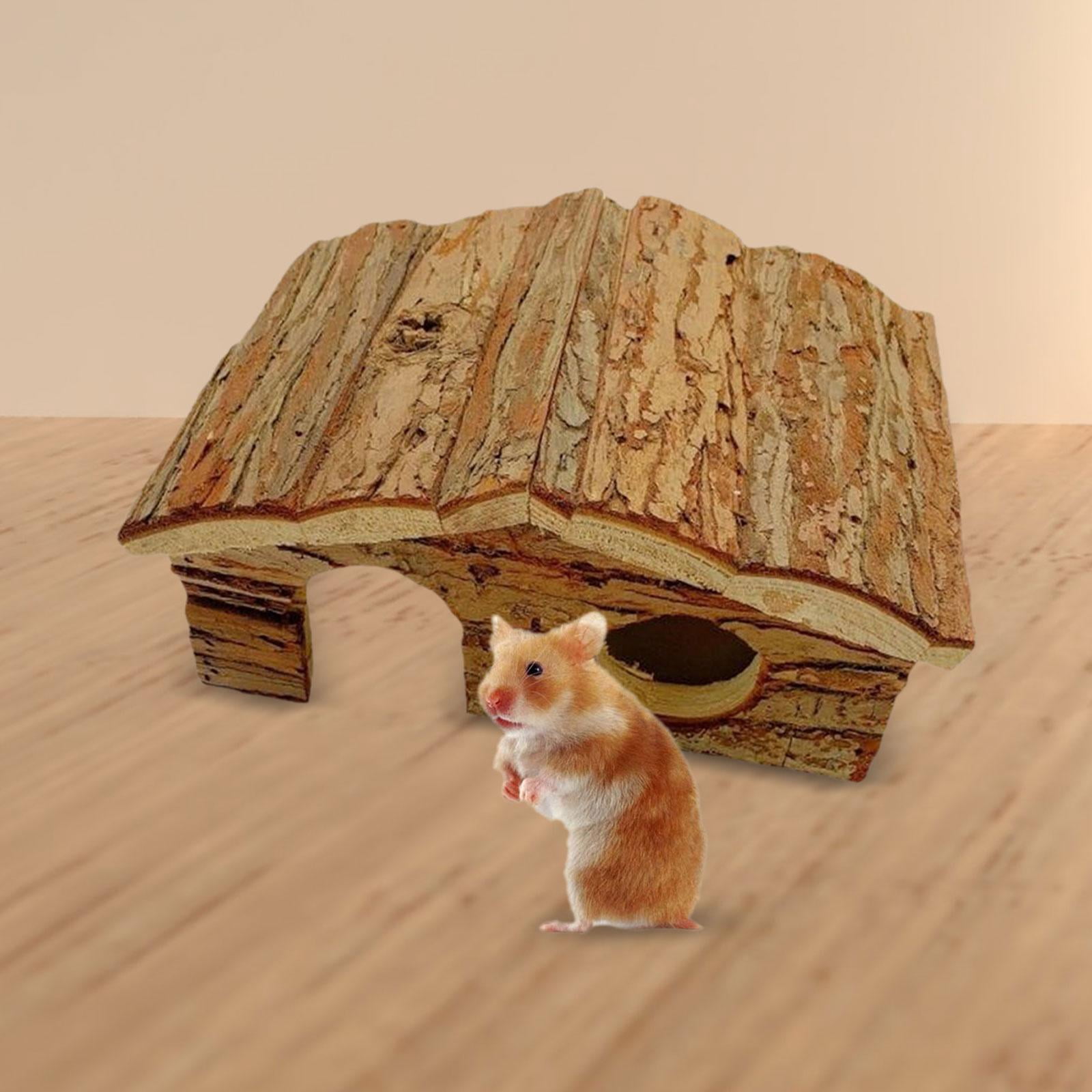 oshhnii Hamster Wood House Cage Decor Landscaping Supplies for Mice Lemmings Hamster