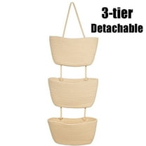 3 Tier Hanging Baskets, Hanging Fruit Baskets, Over The Door Hanging Baskets Large Wall Basket, Storage Organizer Basket for Nursery Living Room Bedroom Kitchen